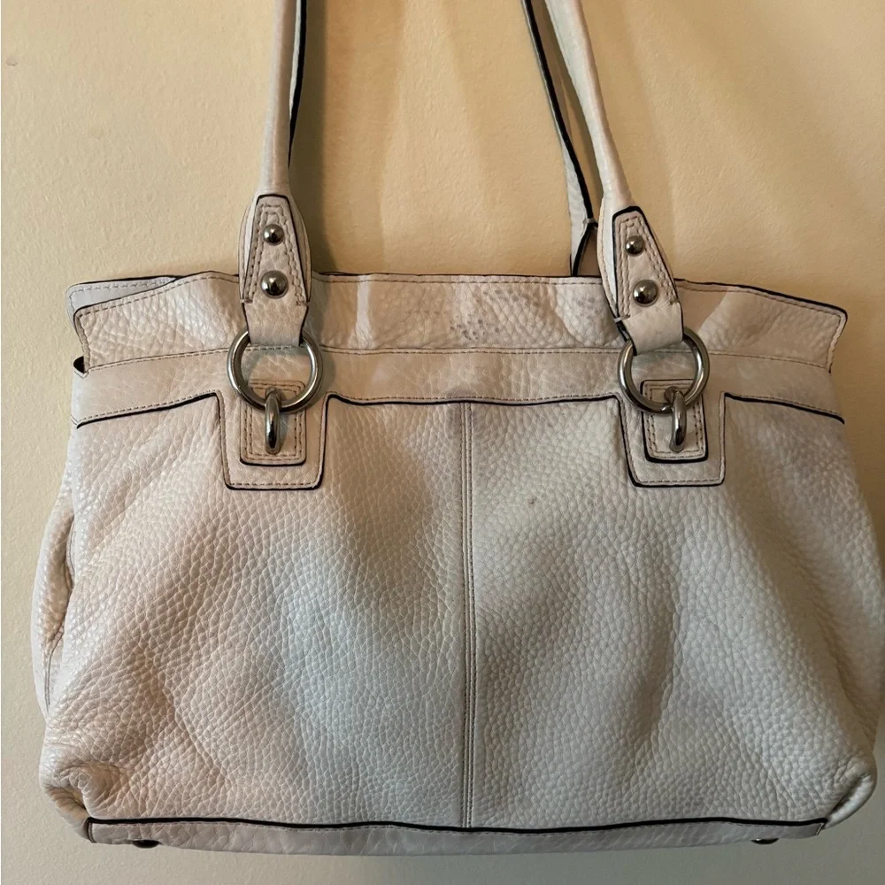 Coach Penelope Satchel/Shoulder Bag~Cream/Bone White Pebbled Leather SEE PHOTOS - Picture 3 of 16